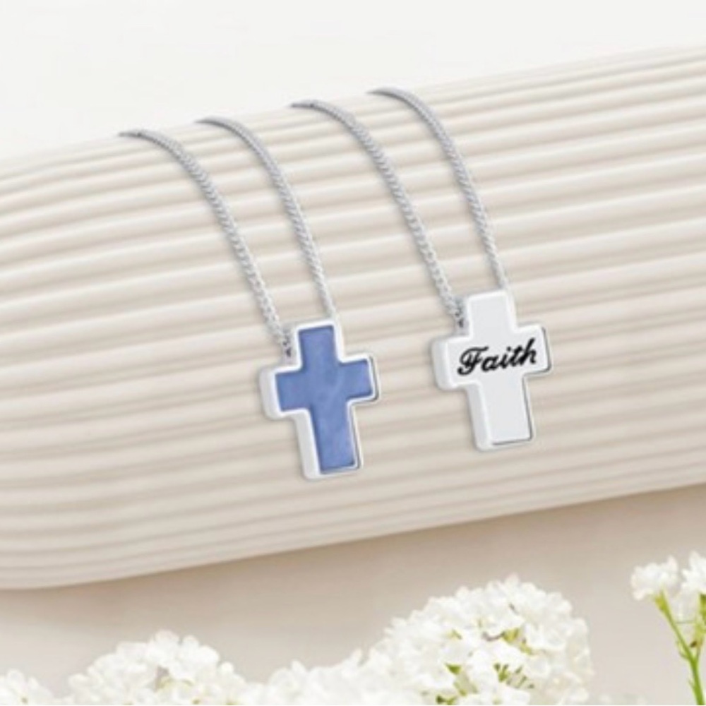 Faith Cross Necklaces with Blue and White